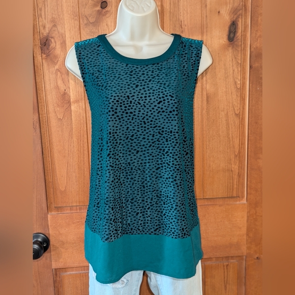 Apt. 9 Teal Velvet Dot Tank Top - Picture 1 of 7